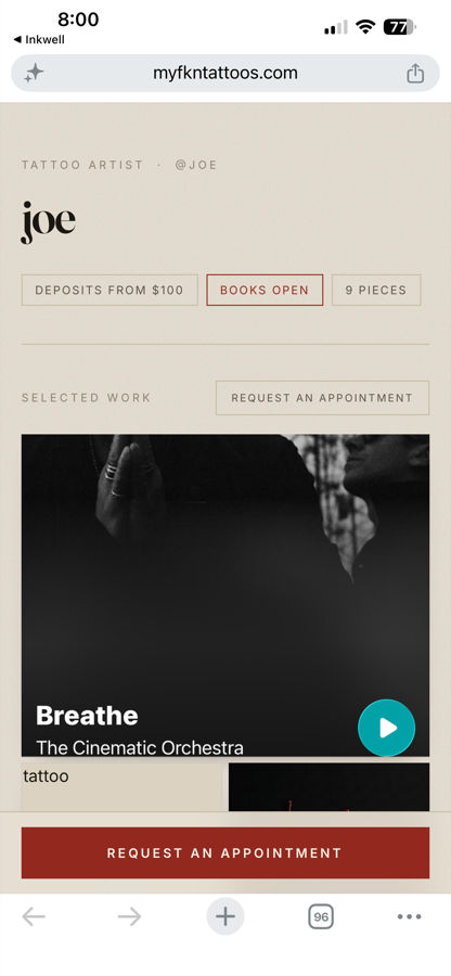 An artist page on myfkntattoos.com